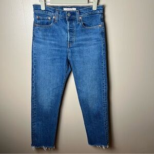 Levi's Premium Wedgie Straight Jeans Women's 26 High Rise Blue Denim Button Fly